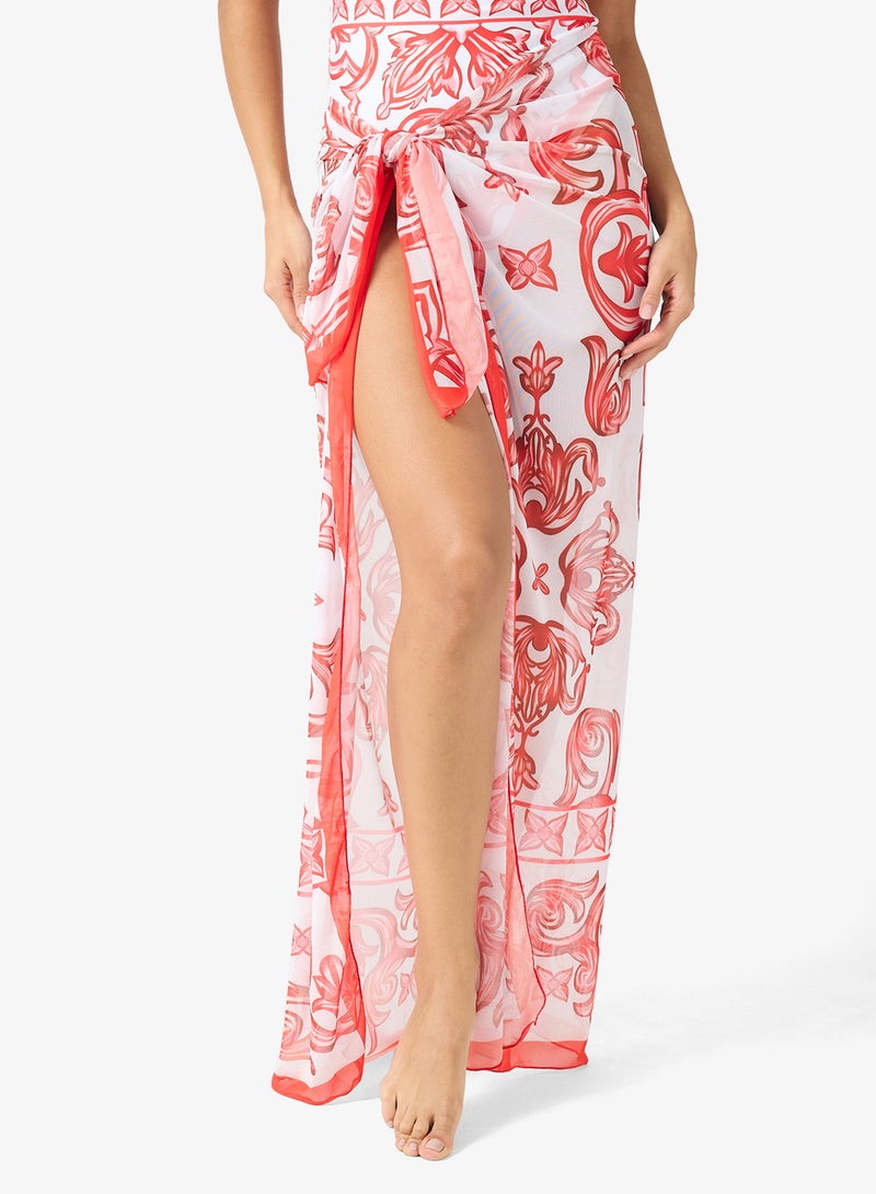 جينجر قطعتان بدلة سباحة بطبعة باروك مع غطاء سارون - Image 4